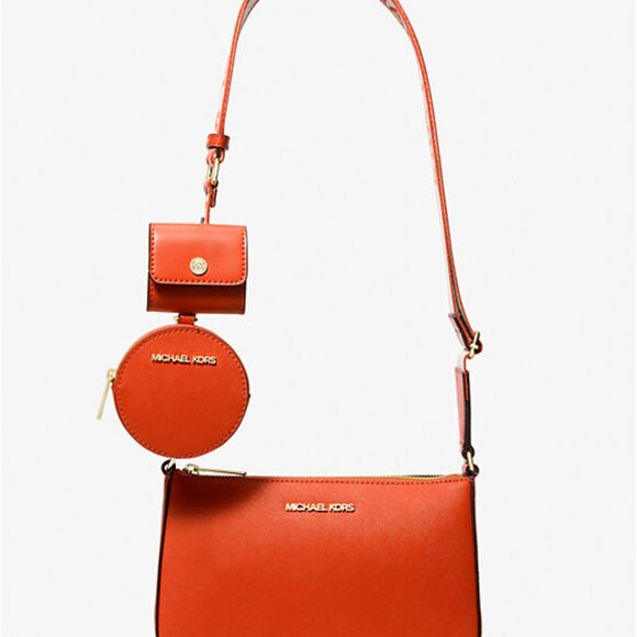 New Michael Kors Jet Set Travel Small Crossbody with Tech Attachment Red Clay - Picture 4 of 4